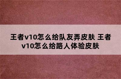 王者v10怎么给队友弄皮肤 王者v10怎么给路人体验皮肤